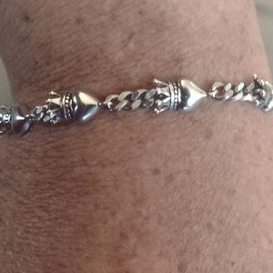 Designer "King Baby" 925-Silver "Hearts" Chainlink Bracelet